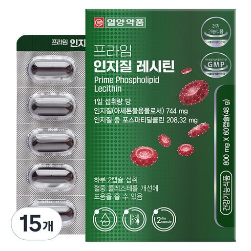 일양약품 프라임 인지질 레시틴 48g, 60정, 15개
