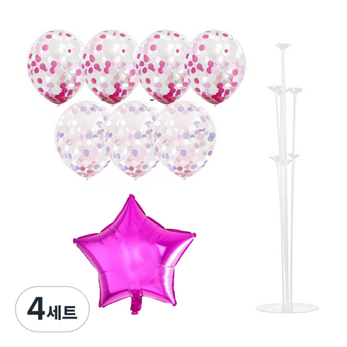 파티쇼 풍선꽂이장식세트 70cm, 은박컨페티 3번, 4세트
