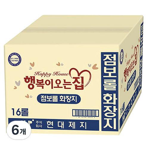 행복이오는집 2겹 점보롤 화장지, 16매, 6개