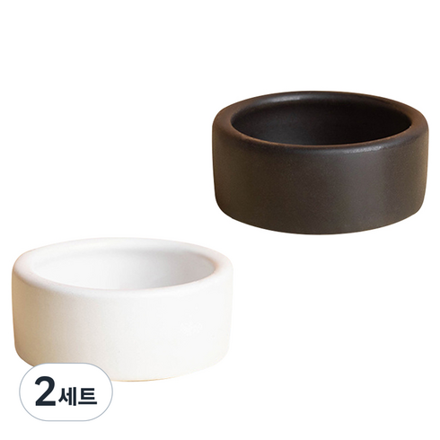 레몽크리프 소동물 세라믹 먹이그릇 S 2종 세트, 화이트, 블랙, 2세트
