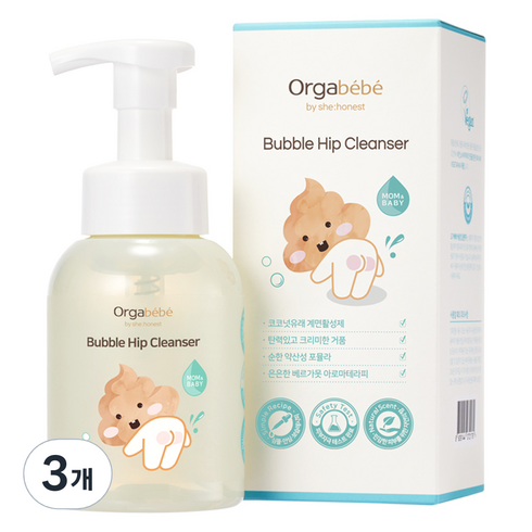 오가베베 아기 엉덩이 클렌저, 300ml, 3개