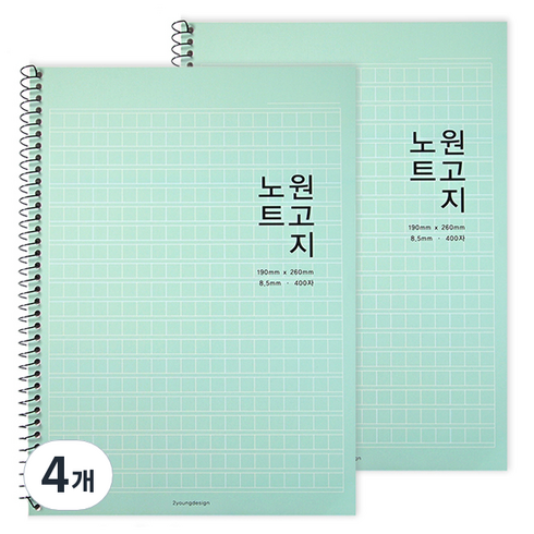투영디자인 원고지 노트, 민트, 4개