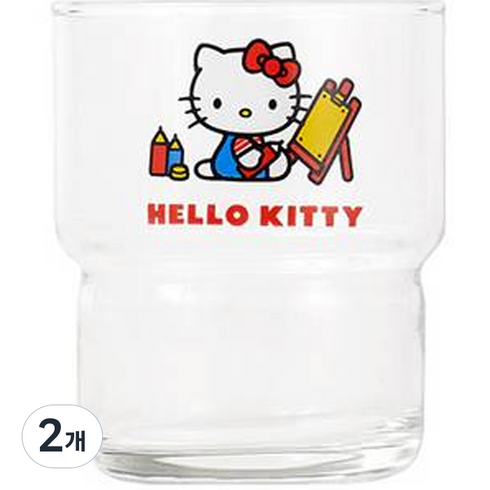 데이니즈 스택 유리컵 270ml, 헬로키티, 2개