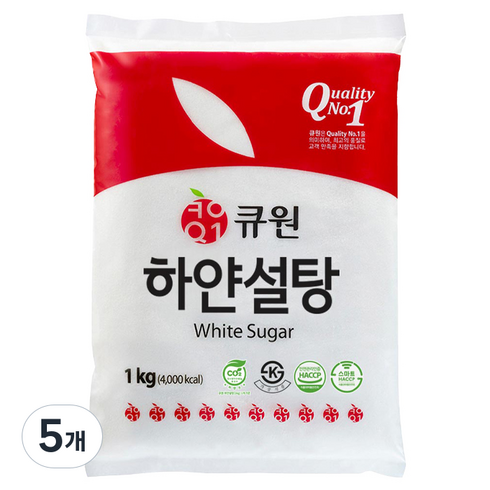 큐원 하얀 설탕, 1kg, 5개