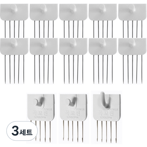 꼭꼬핀 일자형 10p + 파워 일자형 2p + U자형 1p, 혼합색상, 3세트
