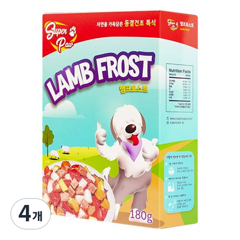 슈퍼포우 3개월이상 램프로스트 동결건조 강아지사료, 양, 180g, 4개