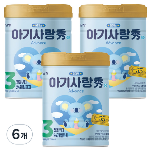 아기사랑수 어드밴스 분유 3단계 12~24개월, 800g, 6개