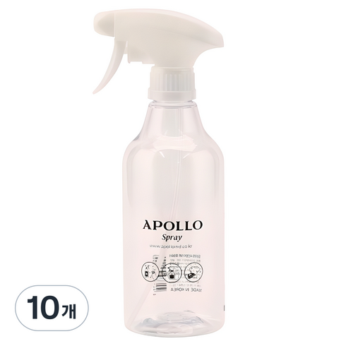 APOLLO 클리어 분무기 500ml, 투명, 10개
