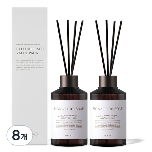 에이센트 퍼퓸드 디퓨저, 시그니처솝, 200ml, 8개