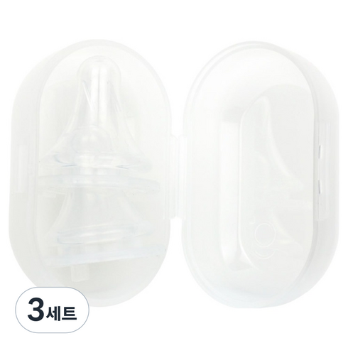 그린맘 유아용 모유촉 젖꼭지 슬림형 Y 2p + 케이스 세트, M(4개월~), 3세트