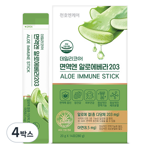 데일리코어 천호엔케어 면역엔 알로에베라203 14p, 280g, 4박스