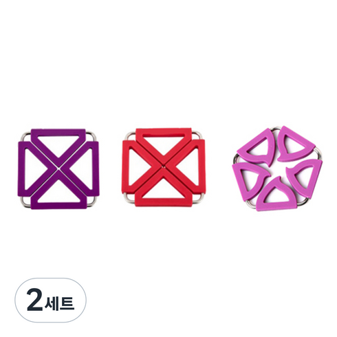 듀얼 냄비 받침대 사각 퍼플 + 오각 퍼플 + 레드, 혼합 색상, 2세트