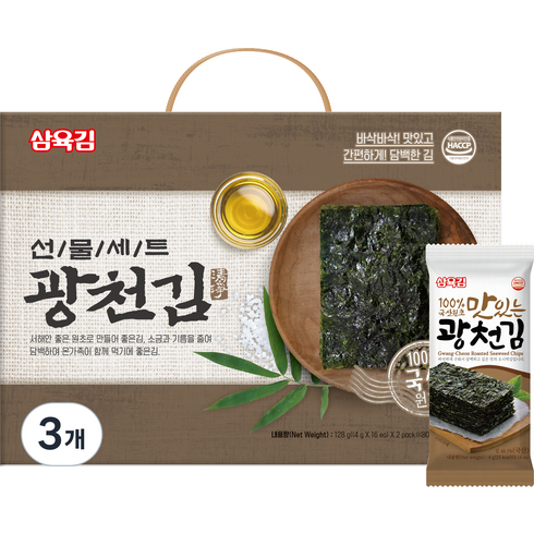삼육김 광천김 선물세트 4호 32p, 3개, 4g