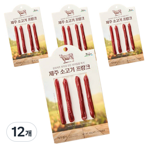 제주별식 강아지 프랑크 져키 4개입, 소고기, 40g, 12개