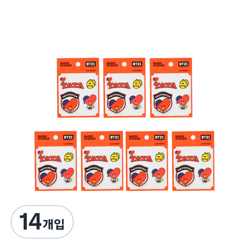 라인프렌즈 BT21 캐스팅 뱃지 스티커, 타타, 14개입