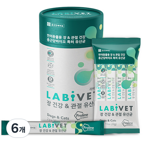 종근당라비벳 반려동물 영양제, 30회분, 관절+장건강, 6개