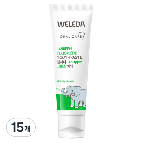 벨레다 1450 고불소 어린이 치약 스피아민트향, 50g, 15개