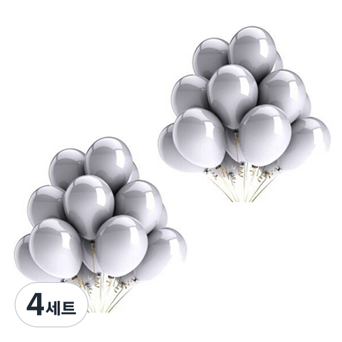 블럭마트 돌잔치 파티 장식풍선, 실버, 4세트