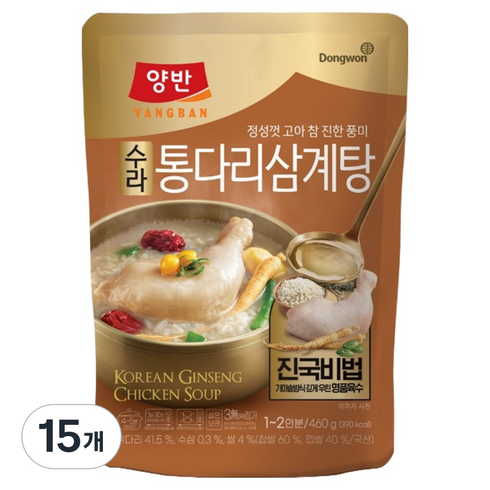 양반 수라 통다리 삼계탕, 460g, 15개
