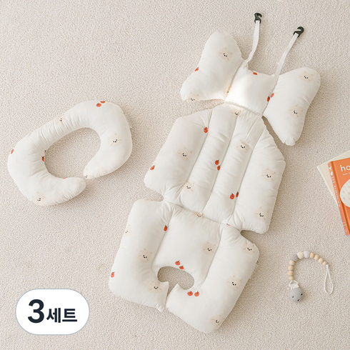 루나스토리 오코텍스 원단 사계절 양면 유모차 라이너 + 목쿠션 세트, 퍼피, 3세트