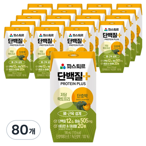 파스퇴르 단백질플러스 단호박, 80개, 195ml