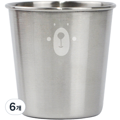 키친유 베어 스텐 심플컵, 6개, 230ml