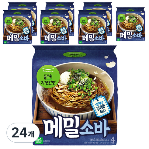 풀무원 자연건면 메밀소바, 464g, 24개