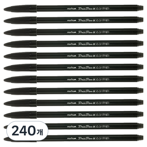 문화연필 프릭스펜 알파 사인펜 0.3mm, 검정, 240개