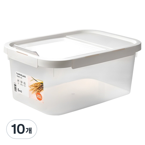 락앤락 쌀통 5kg + 계량컵 + 제습제, 투명, 10개