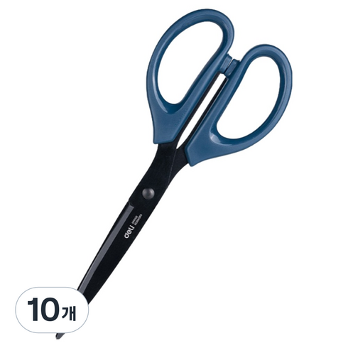 델리 블랙 코팅 가위 대형 210mm, 블루(E6010S_BL), 10개