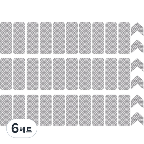 야간 반사 스티커 직사각 30p + 화살표 6p 세트, 6세트, 실버