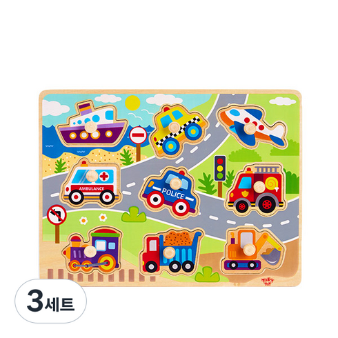 투키토이 교통꼭지퍼즐, 3세트, 9피스