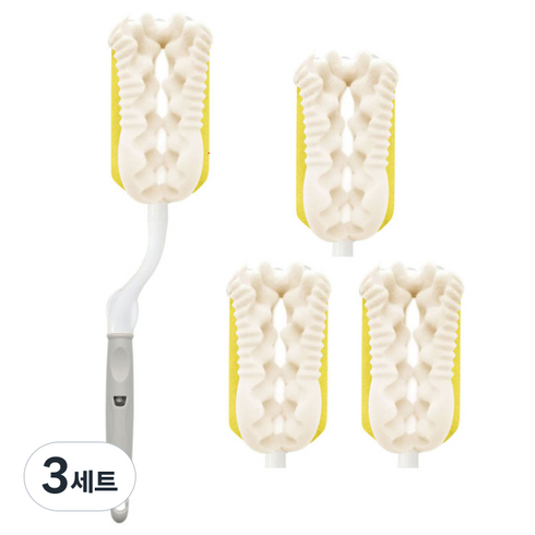 리에또 리필형 젖병솔 + 리필 스펀지 3p 세트, 3세트, 그레이