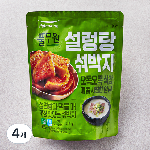 풀무원 설렁탕 섞박지, 450g, 4개