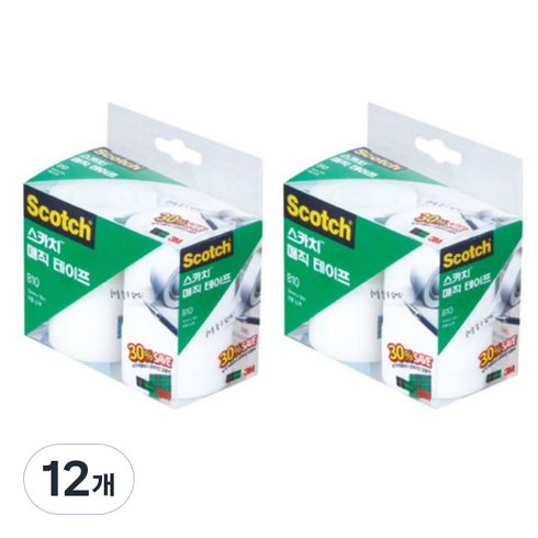스카치 매직테이프 세이빙팩 810R-12 12mm x 18m 12p, 12개