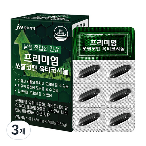 JW중외제약 프리미엄 쏘팔코펜 쏘팔메토 옥타코사놀, 30정, 3개