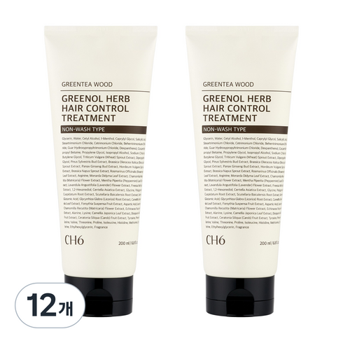 CH6 그리놀 허브 헤어 컨트롤 노워시 트리트먼트 그린티우드향, 200ml, 12개