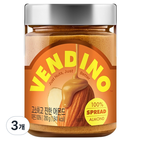 벤디노 아몬드버터 스프레드, 280g, 3개
