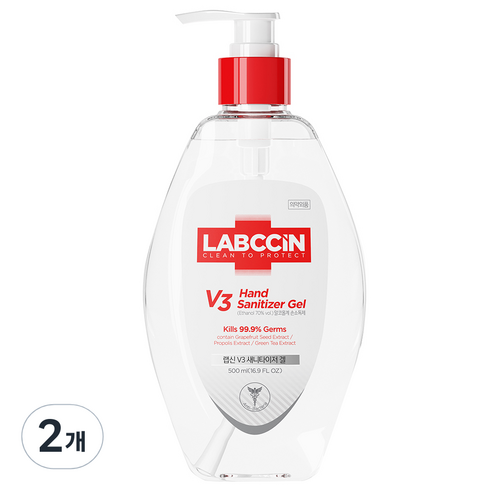 랩신 브이3 새니타이저 겔 손소독제, 1g, 500ml, 2개