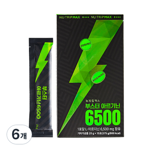 뉴트립 부스터 아르기닌 6500 15p, 6개, 375g