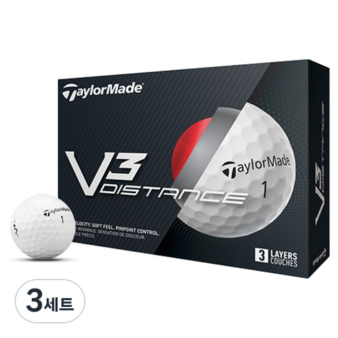 테일러메이드 V3 디스턴스 골프공 3피스, 화이트, 12개입, 3세트