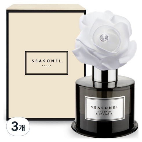 시즈넬 퍼퓸향 화이트 로즈 블랙에디션 차량용 디퓨저 120ml, 라임 바질 앤 만다린, 3개