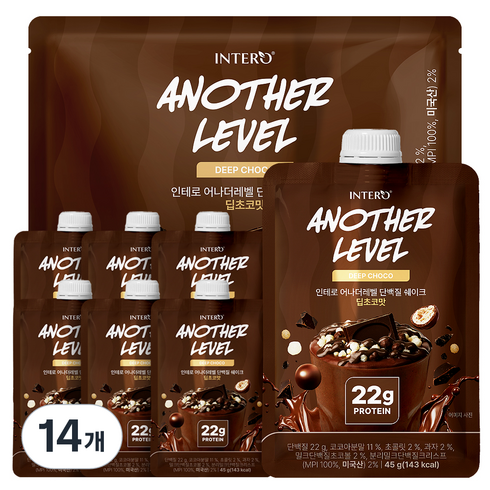 인테로 어나더레벨 단백질 쉐이크 딥초코맛, 45g, 14개