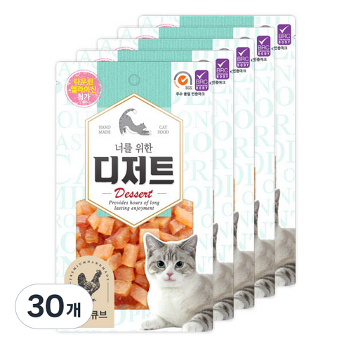 너를위한디저트 고양이 소프트 사사미 간식, 치킨 큐브, 50g, 30개