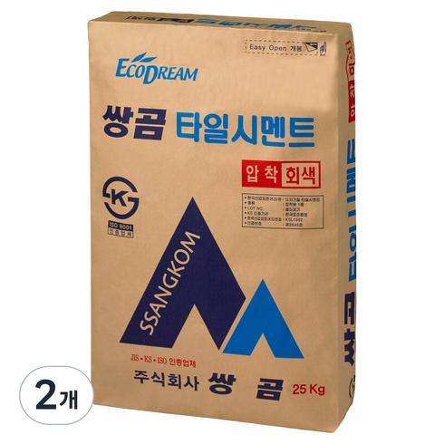 쌍곰 타일 시멘트 압착회색 25kg, 2개