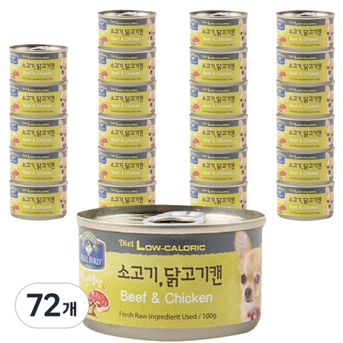벨버드 자연밥상 소고기닭고기 강아지 간식 캔, 혼합맛(소고기/닭고기), 100g, 72개