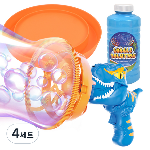 오즈토이 듀얼 버블건 이중 비눗방울 머신 세트, 공룡 파랑, 4세트