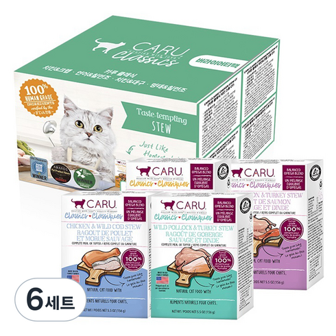 카루펫푸드 전연령 고양이 클래식 버라이어티팩B 습식사료 세트, 혼합맛, 624g, 6세트