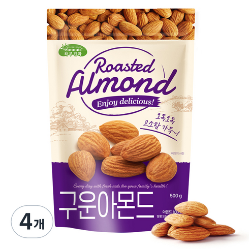 하루견과 구운아몬드, 500g, 4개