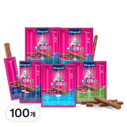 비타크래프트 캣 스틱 간식 3p, 가자미, 18g, 100개